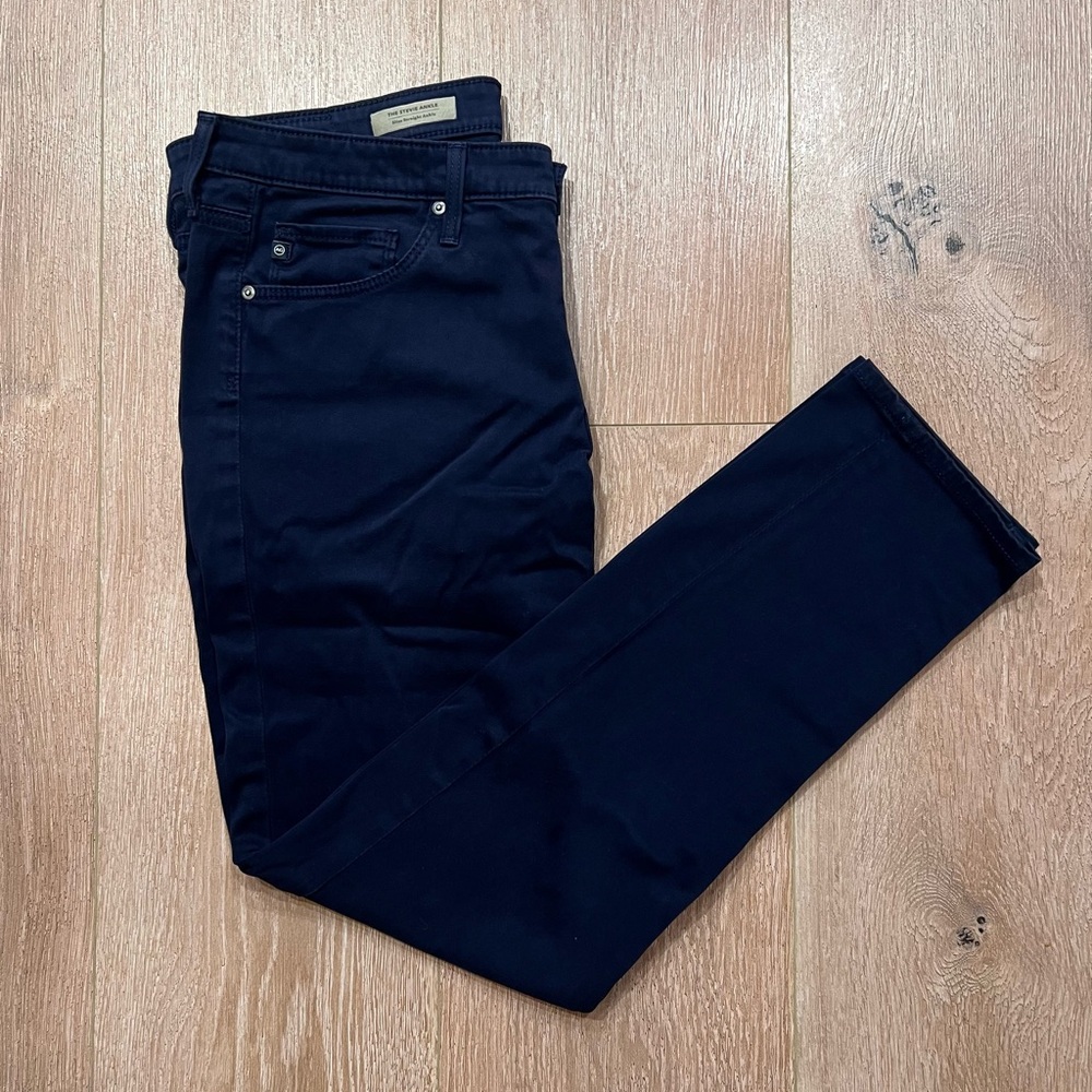 $198 AG Adriano goldschmied NAVY BLUE Stevie ankle straight slim jeans 29 - Picture 2 of 5